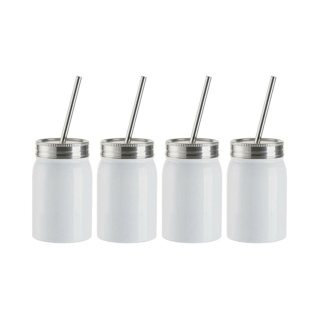 Craft Express 4 Pack 17oz Stainless Steel Sublimation Mason Jars with Straws